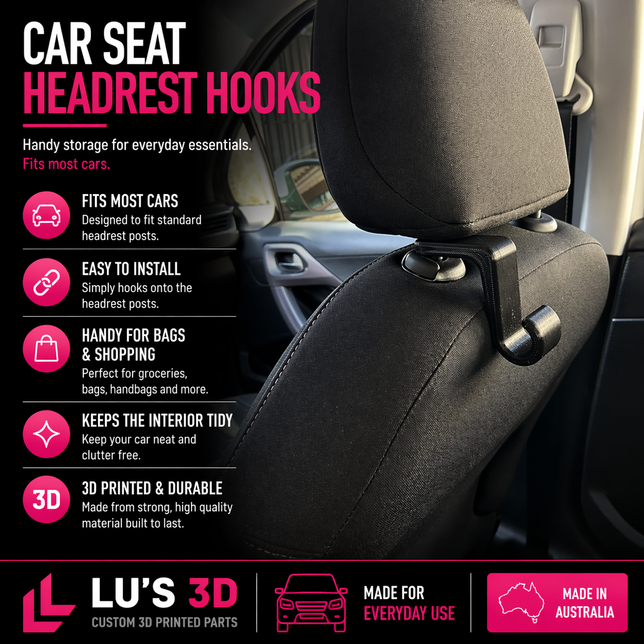Car Headrest Hooks (Pair)