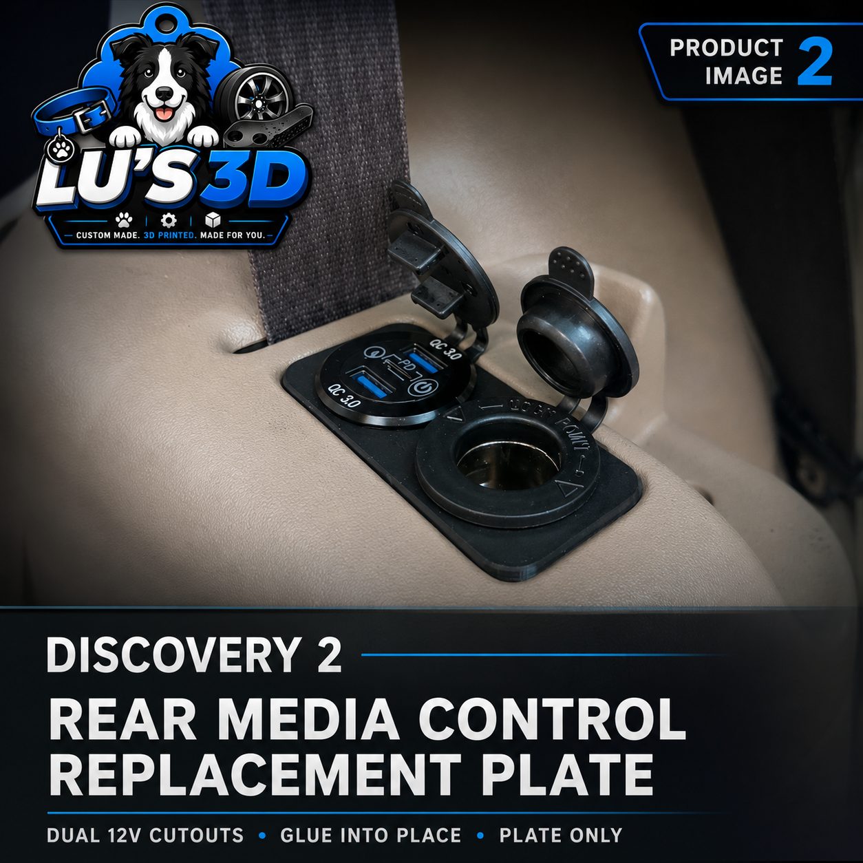 Discovery 2 Rear Media Control Plate (Dual 12V Socket Panel)