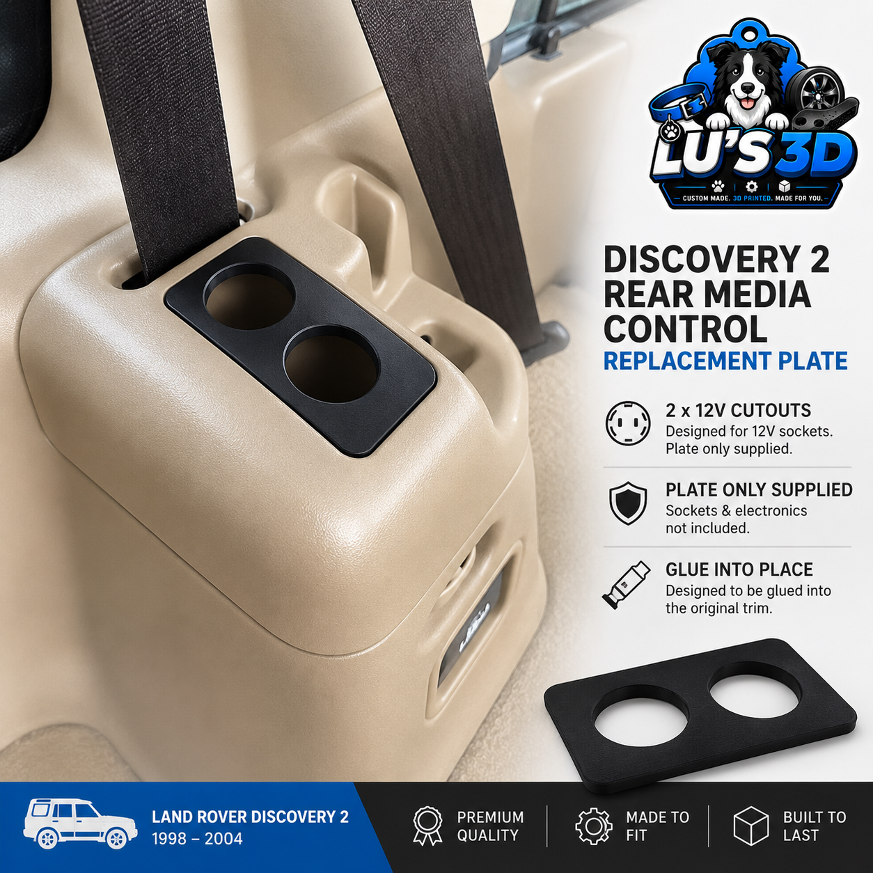 Discovery 2 Rear Media Control Plate (Dual 12V Socket Panel)