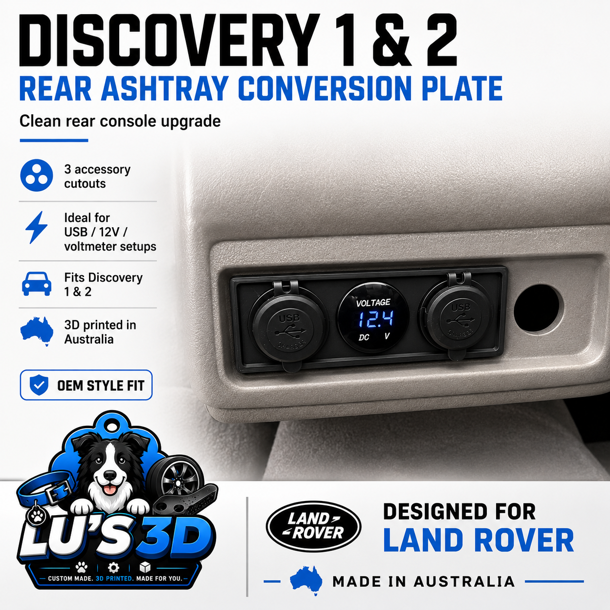 Discovery 1 & 2 Rear Ashtray 12V Socket Panel