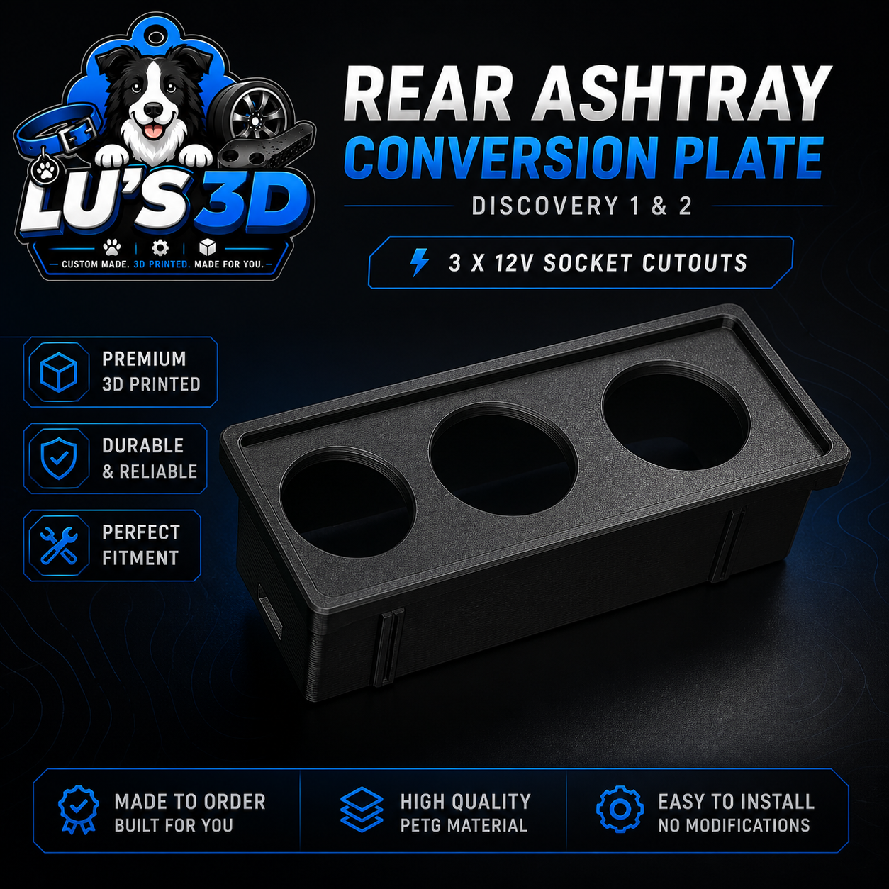 Discovery 1 & 2 Rear Ashtray 12V Socket Panel
